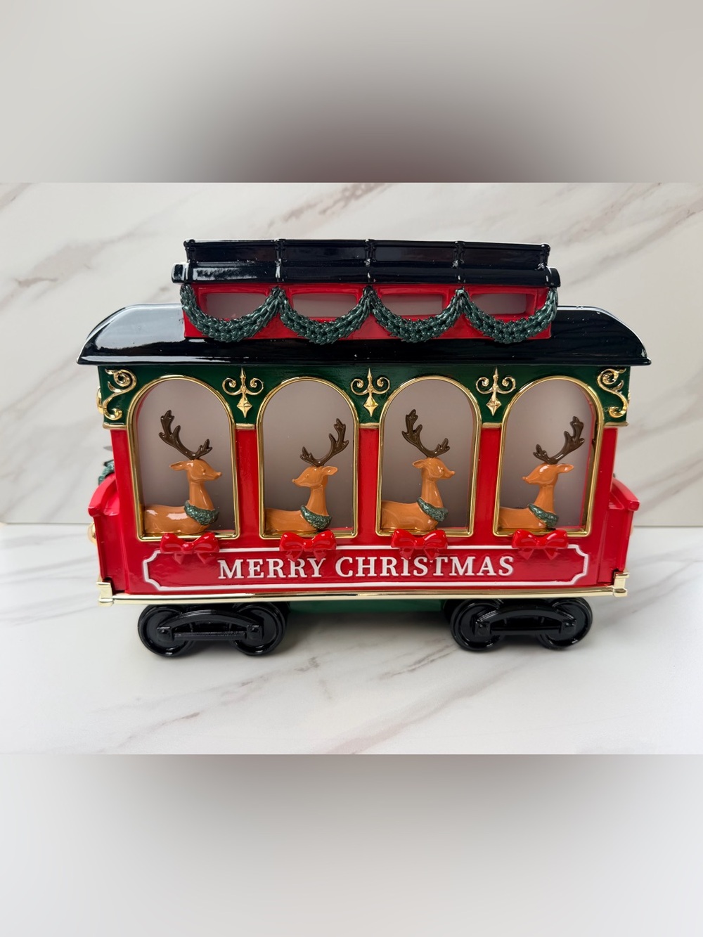 BBW Light Up Christmas Train Decor with Reindeer